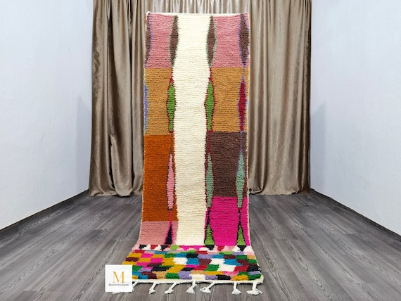 long runner rug - authentic Berber rug - boho rug runner - wool runner rug, runner for kitchen - neutral runner rug - Hallway runner rug