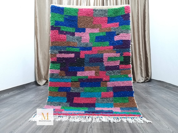 Boujaad Carpet - Bohemian Rug Living Room - Boho Decor Living Room - Soft Handmade Wool Rug - Berber Colorful Rug - Custom Multicolored Rug