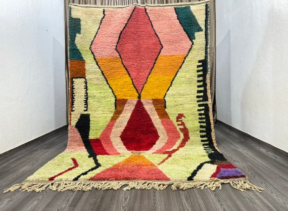 Custom Size Moroccan Rug For Living Room, Moroccan Area Rug, Berber Carpet, Colorful Rug, Azilal Rug, Genuine Wool Rug, Beni Ourain Rug