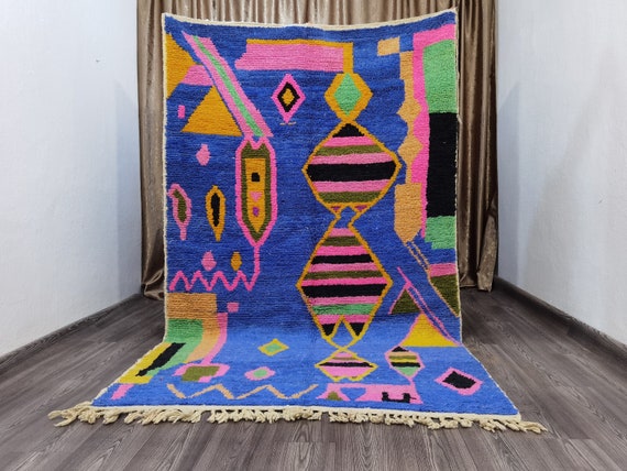 Moroccan rug blue , Berber Blue Carpet , knotted Blue Rug For Living Room , Blue Area rug For Bedroom , Charming Blue Rug , Blue Rug