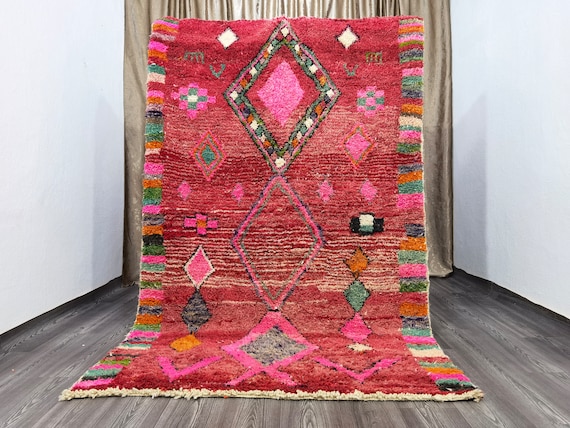 Custom Bohemian Rugs - Customizable Rug Designs - Quality Handmade Morrocan Rug - Luxurious Beni Ourain Rug - MOROCCAN  Red Rug