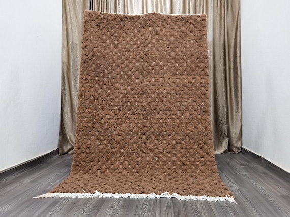 Unique rugs living room - Berber Brown rug - Handmade Wool Rug - Brown Rug - Brown Wool Rugs living room 9x12 ft -  Wool Beniourain Carpet