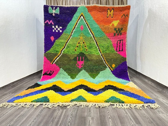 Gorgeous Beni Ourain Rug - Amazing Multicolored Rug - Handmade Wool Rug - Genuine Wool Rug - Bedside Boujaad Rug - Beniourain Sofa Rug