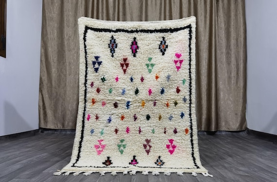 Amazing White Moroccan Rug / Custom Morrocan Rug / Rug For Living Room / Authentic Berber Rug / Handmade Wool Rug / Azilal Teppich