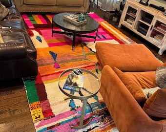 Amazing Moroccan Pink Rug - Custom Bohemian Rugs - Wool Rug Green - Quality Handmade Morrocan Rug - Personalize Gifts For Home Decor