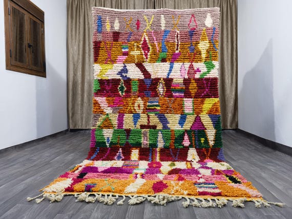 Handmade Orange Moroccan Rug – Boho Berber Area Rug