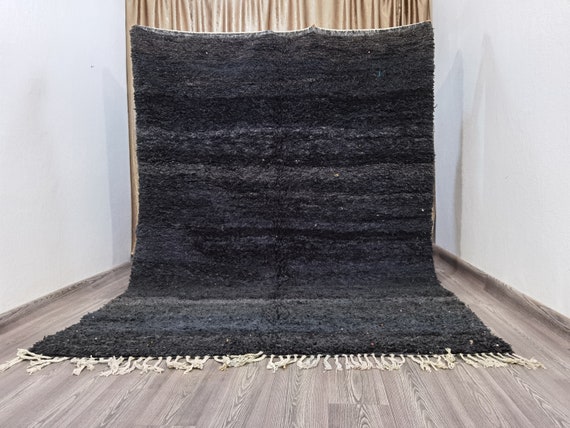 Moroccan Area Rug, Solid Black Rug , Oroccan Black Rug , Custom Rug , Beni Ourain Rug , Handmade Rug , Bohemian Rug , Art Area Rug