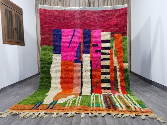 Amazing Pink Moroccan Rug - Handmade Wool - Custom Bohemian Design - Perfect Gift for Home Decor