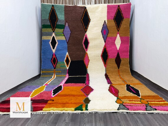 Bohemian Style Rug For Living Room, Area Rug, Custom Rug, Moroccan Rug, Handmade Rug, Boujad Rug 8x10, Shag Rug, Boho Rug, 9x12 Rug