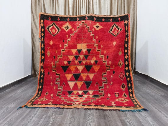 Moroccan Boujaad rug 4.9x5.9 Ft - Soft Area Rug - Antique rug 70's -  Rugs For Living Room 150x180 cm - Unique Boujaad rug - Bohemian rug .