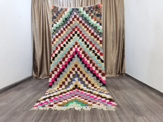 Colorful Rug Runner , Boucherouite Rug , Moroccan Rug , Azilal Rug, Old Boucherouite Rug , Berber Carpet, Vintage Runner Rug , Handwoven Rug