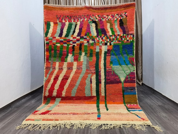 Custom boujaad rugs, Bedside boujaad Rug,Tribal Boujaad Rug,beniourain sofa rug,Large Moroccan Rug, Personalized Gifts, Area Rug, orange rug