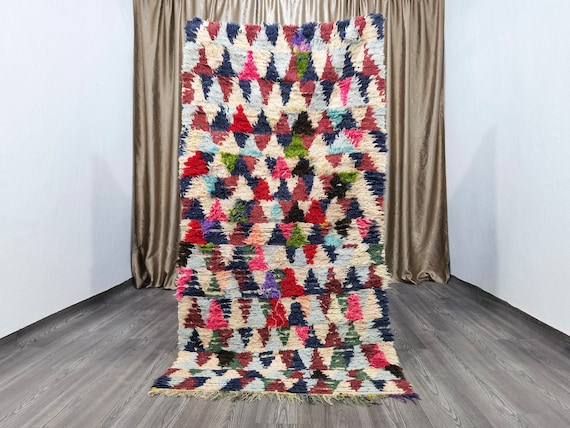 3x6 ft - berber area rug -  tufted rug - outdoor furniture - Authentic Moroccan Rug 3.2x6.2 FT - Colorful handwoven Carpet - Home Decor
