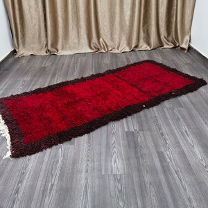 Boujaad Runner Rug 3x6.8 Ft - Moroccan Berber Rug, Moroccan Style Rug, bohemian berber rug, Hallway Runner Ru, Red Moroccan Runner Rug