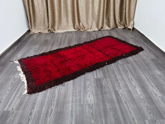 Boujaad Runner Rug 3x6.8 Ft - Moroccan Berber Rug, Moroccan Style Rug, bohemian berber rug, Hallway Runner Ru, Red Moroccan Runner Rug