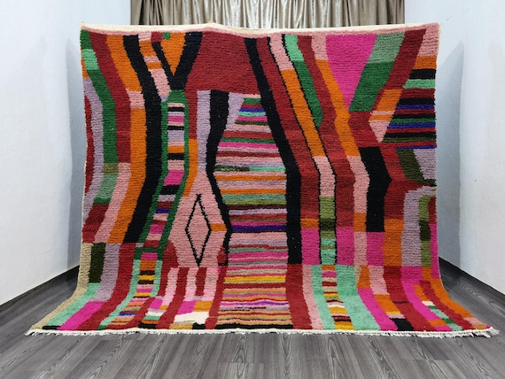 Handmade Orange Moroccan Rug – Boho Berber Area Rug