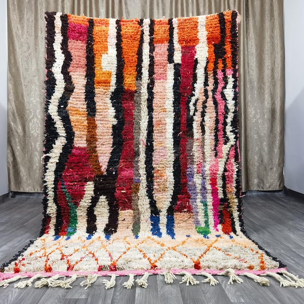 Hand-Knotted Boujaad Moroccan Wool Rug – Multicolored Geometric Carpet