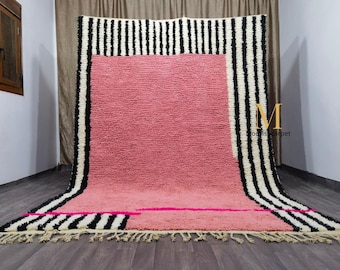 Handmade Pink Berber Rug – Moroccan Bohemian Rug, Natural Wool
