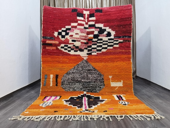 Handmade Orange Moroccan Rug – Boho Berber Area Rug