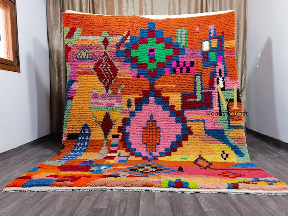 Handmade Orange Moroccan Rug – Authentic Berber Bohemian Rug