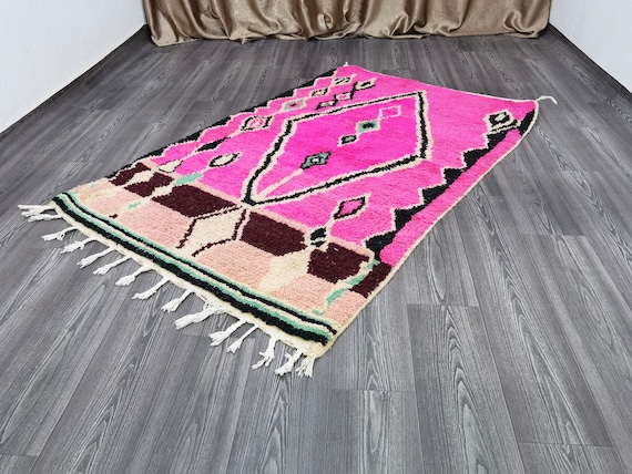ROYAL PINK RUG - Pink moroccan rug - Moroccan beni ourain berber rug - Handmade rug - Moroccan area rug - Pink wool rug- Beniourain sofa rug