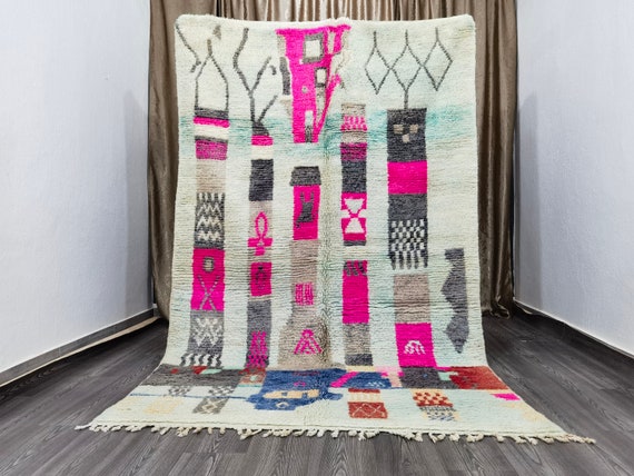 5×8 Ft (160x260 cm) -  Boujaad Moroccan Rug - Custom Rugs For Living Room - Soft Area Rug - Handmade Home Decor - Morrocan Rug Bohemian
