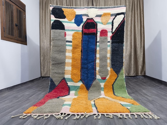 Fantastic Multicolored Rug, Beni Ourain Rug - Custom Fabulous Boujaad Rug -  Handmade Rug - Moroccan Berber Rug, Traditional Moroccan Carpet
