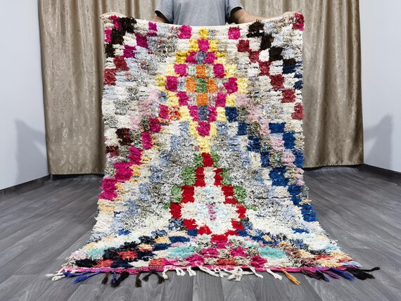 Boujaad Runner 3.9x6 Ft - Pink Runner Rug - Tribal Runner Rug - Unique Runner Rug - Moroccan Berber Rug - Green Hallway Runner