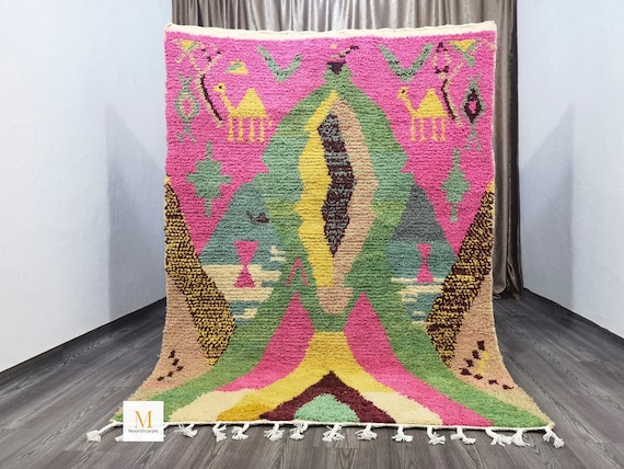Soft Rug for Bedroom, Rugs for Living Room, Area Rug Bedroom, Pink Decor Rug, Wool Runner Rug, Colorful Berber Rug, Boujaad Pink Rugs .