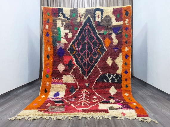 Custom Fabulous Boujad Rug - Abstract Multicolored Carpet - Authentic Moroccan Rug - Rugs for Living Room - Handmade Wool Rug