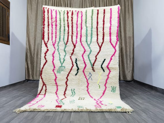 Amazing Beni Ourain Rug, Moroccan Pink Rug - Custom Bohemian Rugs - Cream Wool rug - Quality Handmade Morrocan Rug - Personalize Gifts .