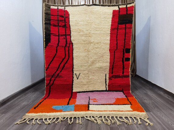 Custom Fabulous Boujad Rug - Custom Moroccan Rug - Handmade Wool Rug - Moroccan Rug Red - Wool Berber Rug- Custom All Sizes Rug - Azilal Rug