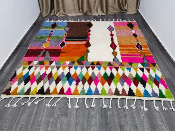 Gorgeous Bohemian Shag Rug - Boujaad Moroccan Rug - Custom Rugs For Living Room - Soft Area Rug - Handmade Home Decor 230X237 cm