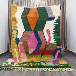 Gorgeous Moroccan Green Rug, Green Rugs For Living Room, Green Moroccan rug, Authentic Wool Rug, Brown Rug Morocco, Genuine lamb wool