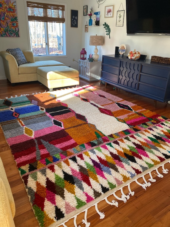 Custom Boujaad Moroccan Rug, Hand-Knotted Wool, Shaggy Bohemian Rug