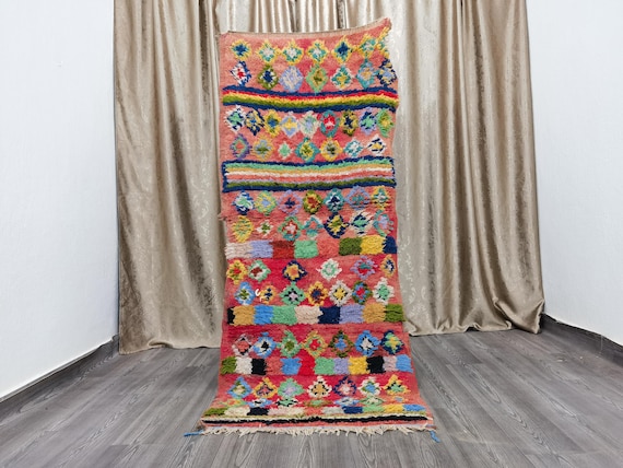 Boujaad Runner Rug 2.9x6.9 FT / 89x210 Cim , Decor For Living Room, Moroccan Berber Carpet , Tapis Berbére, hallway Runner rug Moroccan