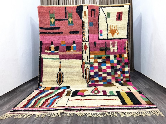 Moroccan Boujaad Rug - Custom Rugs For Living Room - Midcentury Modern Decor - Soft Area Rug - Handmade Home Decor - Morrocan Rug Bohemian