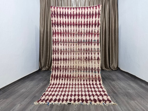 Hand-Knotted Runner Rug – Moroccan Cotton Corridor Carpet (3.7 x 9 FT)