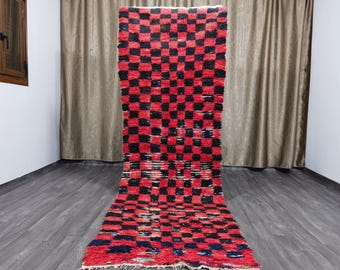 モロッコ ベルベル コットン ランナーラグ、カラフルなヴィンテージ柄