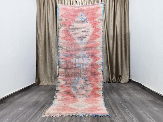 Boujaad runner rug - Colorful rug runner - Berber bedroom rug - Moroccan hallway rug - Red berber runner - Runner Red 3x7.9 / 90x242 cm