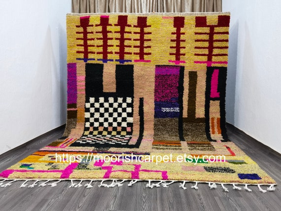 Custom Rugs For Living Room - Boujaad Moroccan Rug - Soft Area Rug - Midcentury Modern Decor - Morrocan Rug Bohemian - Handmade Home Decor