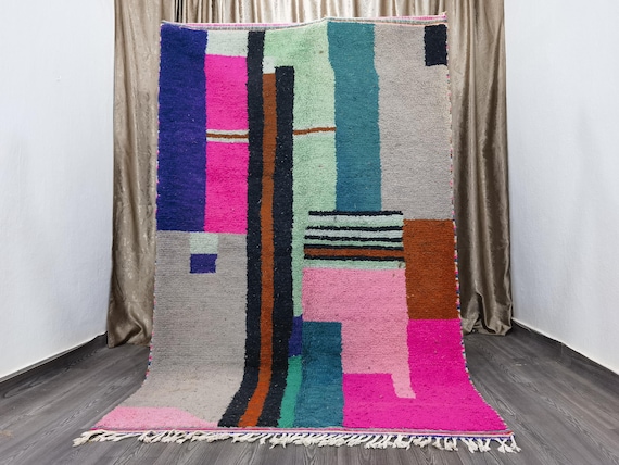 Amazing Traditional Moroccan Carpet - Rug for living room - Moroccan Berber Rug - Wool Shaggy Rug - Moroccan Pink Rug - Handmade Rug