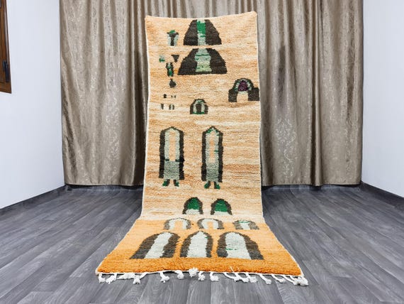 Amazing Moroccan Runner Rug , berber runner carpet, boujaad runner rug, Amazing Moroccan Orange Rug, Cozy Chic Rug, Wool Shaggy Carpet