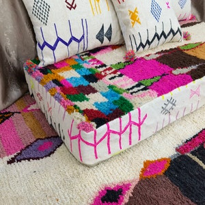 Fantástico sofá de piso marroquí Juego completo sin relleno de cojín de piso largo Decoración del hogar hecha a mano Almohadas traseras Almohada de REGALO imagen 6