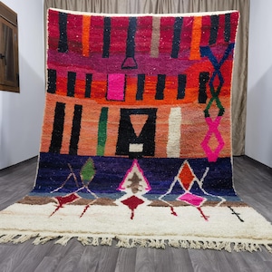 Boujaad Moroccan Rug  - Soft Area Rug - Handmade Morrocan Rug, Authentic Berber Rug, Bohemian Style Rug For Living Room