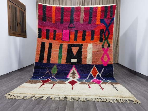 Boujaad Moroccan Rug  - Soft Area Rug - Handmade Morrocan Rug, Authentic Berber Rug, Bohemian Style Rug For Living Room