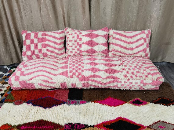 Handmade Moroccan Wool Floor Couch – Unstuffed, Complete Set