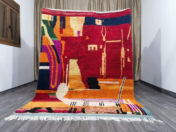 Amazing Moroccan Red Rug, Soft Area Rug,Handmade Morrocan Rug, Authentic Berber Rug,Bohemian Style Rug For Living Room, Boujaad Moroccan Rug