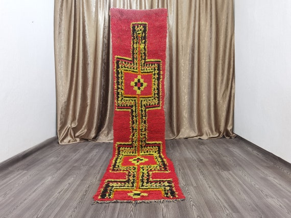 2x9 Ft - Azilal Moroccan Runner- Vintage Runner Rug - Boujaad Entryway Runner- Berber Moroccan Rug- Bohemian Decor Runner - Handmade Runner