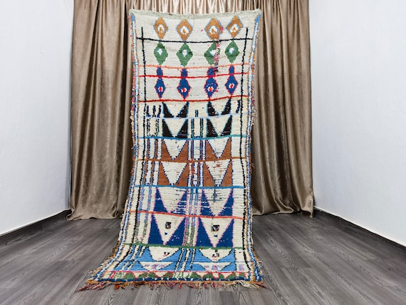 Gorgeous Moroccan Colorful Rug, Bohemian Shag Rug, Handmade Moroccan Rug, Berber Runner Carpet 3x8 Ft